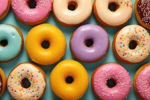 Colorful pattern of donuts, photo