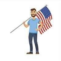 people holding flag of america or united states USA vector