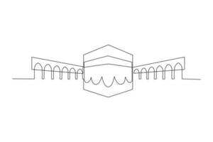 Single one line drawing city of mecca vector