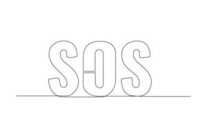 Continuous one-line drawing emergency SOS. Emergency SOS concept. Single line drawing design graphic vector illustration