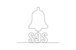 Continuous one-line drawing emergency SOS notifications. Emergency SOS concept. Single line drawing design graphic vector illustration