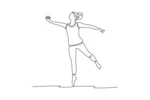 Continuous one-line drawing girl practicing yoga. Class it up concept. Single line drawing design graphic vector illustration