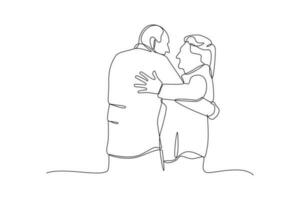 Continuous one-line drawing grandparents dancing. Grandparent day concept. Single line drawing design graphic vector illustration