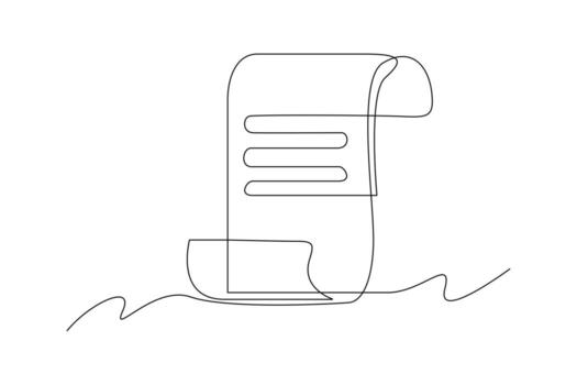 Continuous one-line drawing document sheet. Document thin concept. Single line drawing design graphic vector illustration