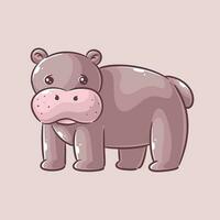 Cute hippo is walking alone vector