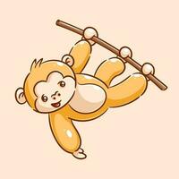 Cute monkey hanging on a tree branch vector