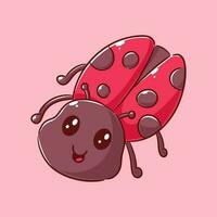 Cute red beetle is walking and smiling vector