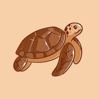 Cute turtle has a happy facial expression vector