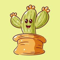 Cute cactus having laughing expression vector