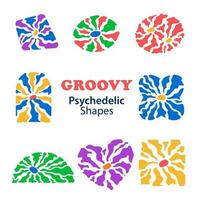 Groovy Psychedelic Shapes For Modern Background Design Elements in 90s Style vector