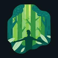 bosque y un hombres vector