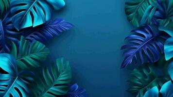 Collection of tropical leaves,foliage plant in blue color with space foundation. Video Animation