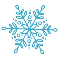 Blue snowflake with beautiful rounded leaves and a flower in the middle. Winter vector illustration.