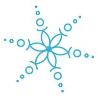 Blue snowflake with a flower in the middle. Winter vector illustration.