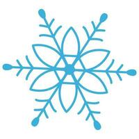 Blue snowflake with a round center and a flower around it. Winter vector illustration.