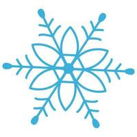 Blue snowflake with a round center and a flower around it. Winter vector illustration.