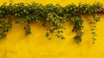 Mexican colonial yellow divider foundation with vine plant. Video Animation