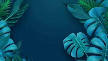 collezione di tropicale foglie, fogliame pianta nel blu colore con spazio fondazione. video animazione