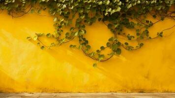 Mexican colonial yellow divider foundation with vine plant. Video Animation