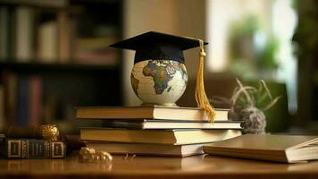 diplômé ou l'obtention du diplôme Université considérer étranger universel conceptuel. vidéo animation video