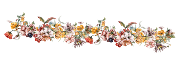 bloemen herfst grens voor kaart. waterverf illustratie voor scrapbooking geïsoleerd. hand- getrokken achtergrond met bloem voor ontwerp. perfect voor bruiloft uitnodiging. png