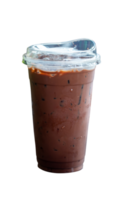 dulce Fresco frio cacao en transparente el plastico taza en café tienda aislado en transparente fondo, png archivo