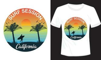 Surf Session California T-shirt Design Vector Illustration