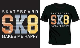 Skateboard T-shirt Design SK8 Typography Vector Illustration