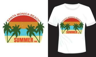 Santa Monica Beach Summer T-shirt Design Vector Illustration