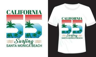 California Surfing Santa Monica Beach vector vintage t-shirt illustration design, California Venice beach surfing t-shirt design