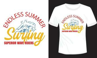 Endless Summer Surfing T-shirt Design Vector Illustration