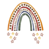 aguarela mão pintado fofa arco Iris e estrelas. ilustração isolado . Projeto para bebê chuveiro festa, aniversário, bolo, feriado projeto, saudações cartão, convite. png