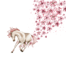 blanco unicornio con rosado alas y rosado flores para guardería, bebé ducha, invitación para cumpleaños fiesta. acuarela ilustración para saludo tarjeta, carteles, pegatinas, embalaje. png