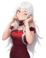- Sticker - Cute Anime Girl with Silver hair png