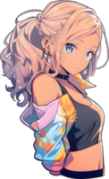 ai généré - autocollant- mignonne anime fille png