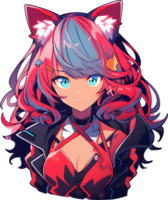 AI GENERATED - Sticker - Cute Anime Girl with red hair png