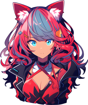 AI GENERATED - Sticker - Anime Girl with blue hair 24212249 PNG