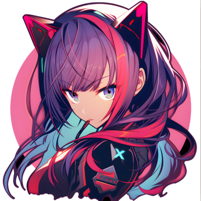 AI GENERATED - Sticker - Anime Girl Blue and Red Hair 24212248 PNG