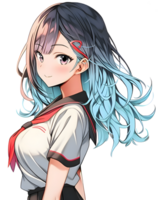 AI GENERATED - Sticker - Anime Girl with blue hair png