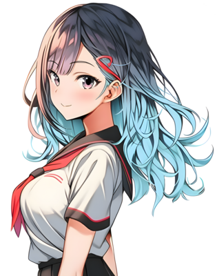 AI GENERATED - Sticker - Cute Anime Girl with Silver hair 24212220 PNG