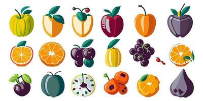 Vector Illustration of Assorted Fresh Fruit Slices on a Plate