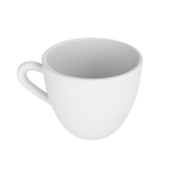 3d foto realista blanco taza icono Bosquejo representación. diseño modelo para burlarse de arriba. cerámico limpiar blanco jarra con un mate efecto aislado transparente png antecedentes