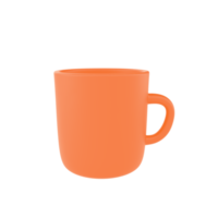 3d photo realistic orange cup icon mockup. Design Template for Mock Up. ceramic clean mug with a matte effect isolated transparent png background