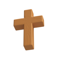 3d icono representación de madera cruz, símbolo de el Resurrección de Jesús Cristo. él es resucitado Pascua de Resurrección Resurrección ilustración. Sagrada Escritura aislado transparente png antecedentes