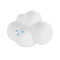 luz branco 3d nuvem ícone face. render suave volta desenho animado fofo nuvem ícone forma ilustração isolado transparente png fundo