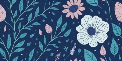 Botanical Harmony, Serene Vector Illustration of Tranquil Flower Patterns