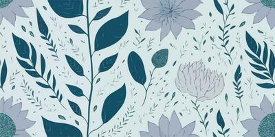 Botanical Serenity, Tranquil Vector Illustration of Serene Flower Patterns