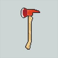 pixel art axe. strong lumberjack axe pixelated design for logo, web, mobile app, badges and patches. Video game sprite. 8-bit. Isolated vector illustration.