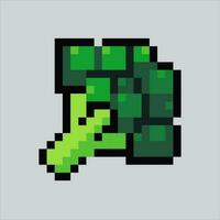 pixel art broccoli. broccoli vegetables pixelated design for logo, web, mobile app, badges and patches. Video game sprite. 8-bit. Isolated vector illustration.