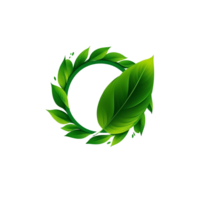 Simple green leaf logo on transparent background, created with png